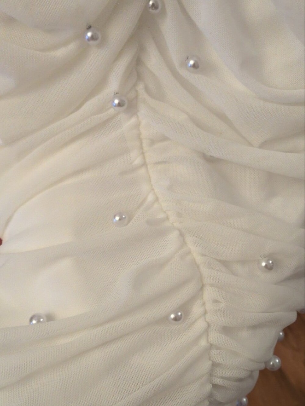 Windsor Cream Pearl-Embellished Spaghetti Strap Mini Dress - Picture 4 of 5